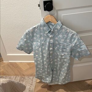 Club Monaco Men’s Light Blue Palm Tree Shirt